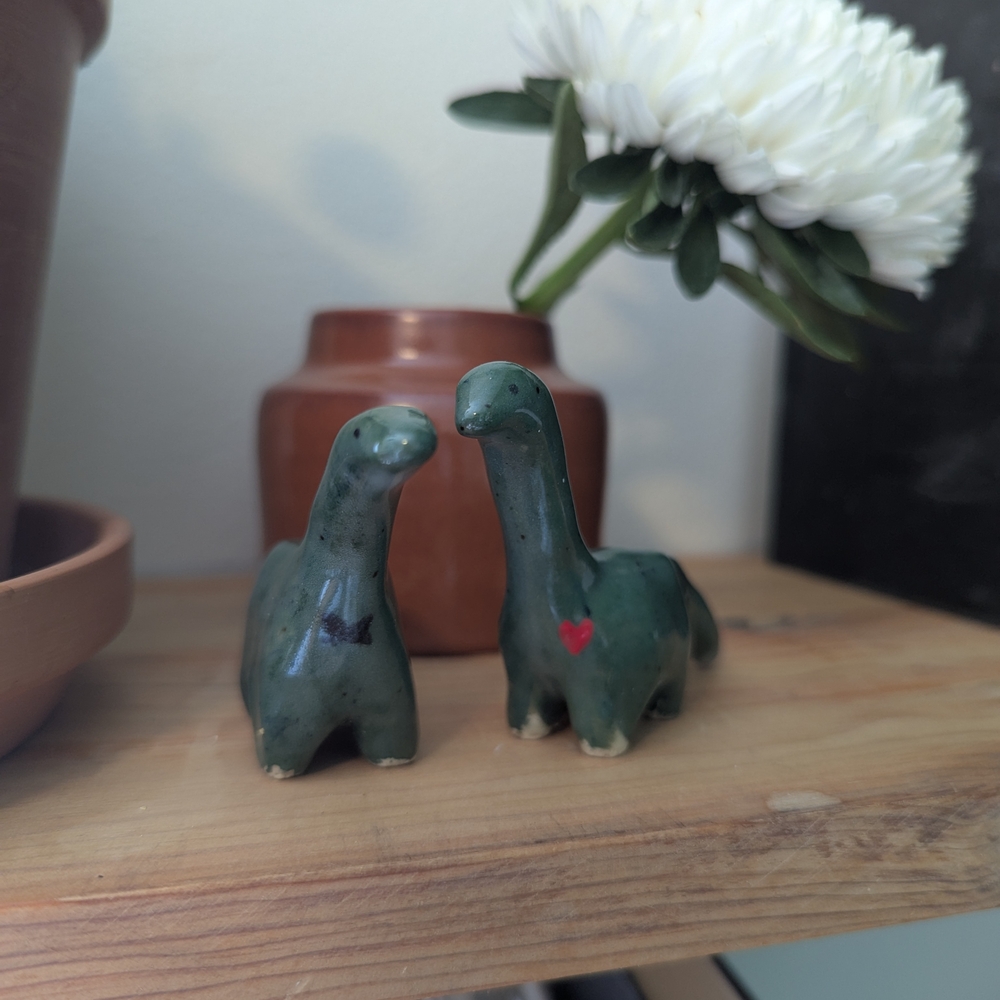 Green Ceramic Dinosaur Figurines